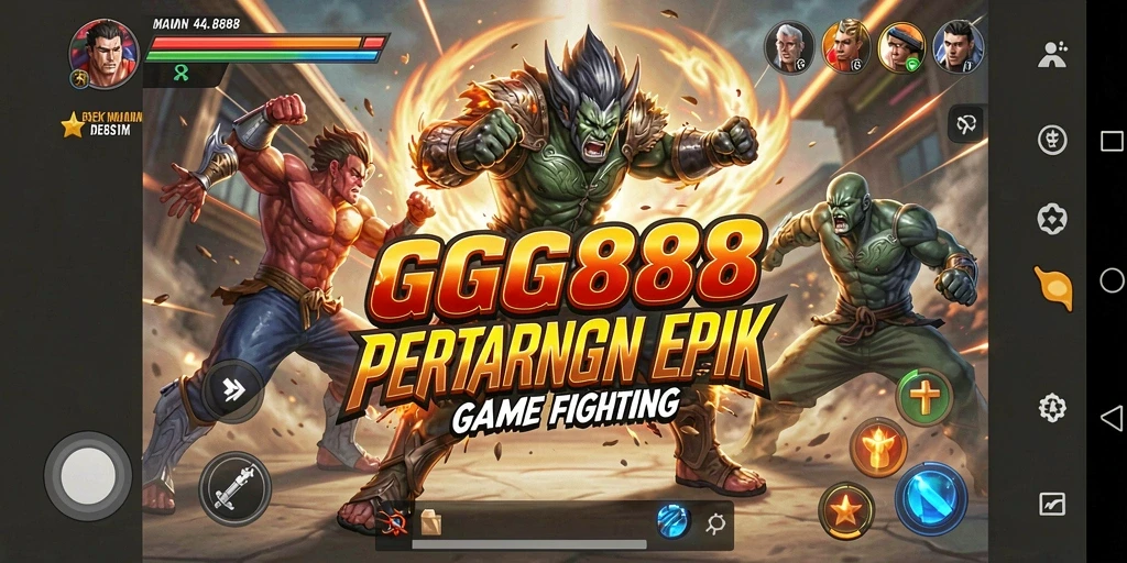 Screenshot GGG888 menampilkan karakter bertarung dalam arena yang mendebarkan.