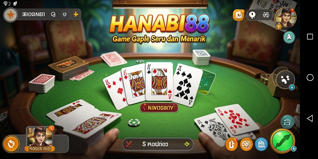 Tampilan gameplay seru dari HANABI88, game Gaple yang menghibur.