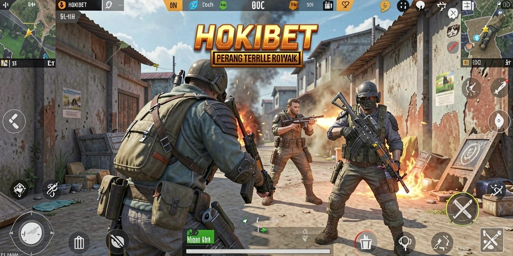 Tangkapan layar HOKIBET menunjukkan aksi seru di medan perang Battle Royale.