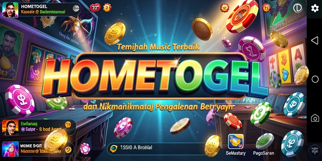 Tampilan gameplay HOMETOGEL dengan tantangan musik yang seru.
