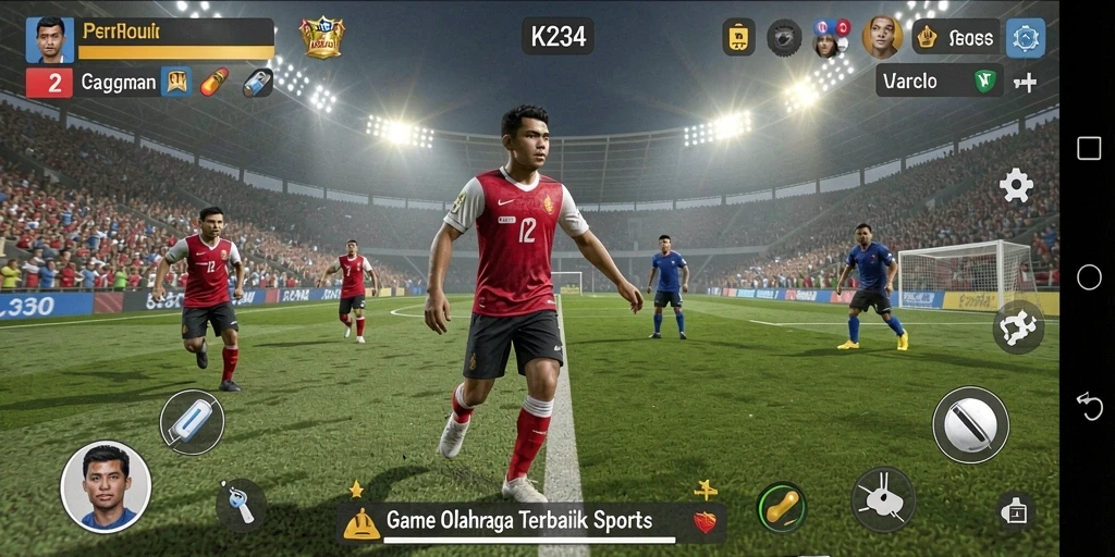 Screenshot utama K234 menampilkan aksi seru dalam permainan olahraga.