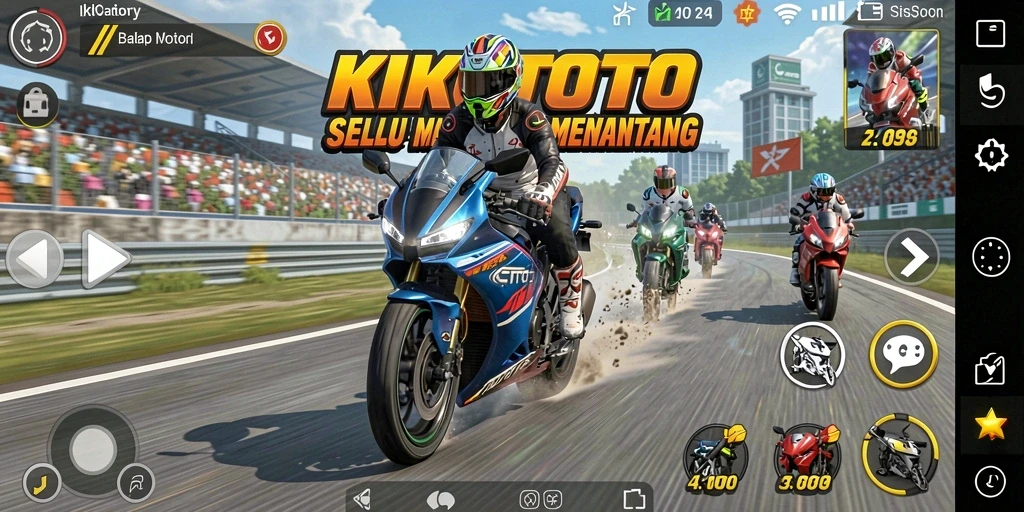 Gameplay KIKOTOTO yang menegangkan di trek balap motor.