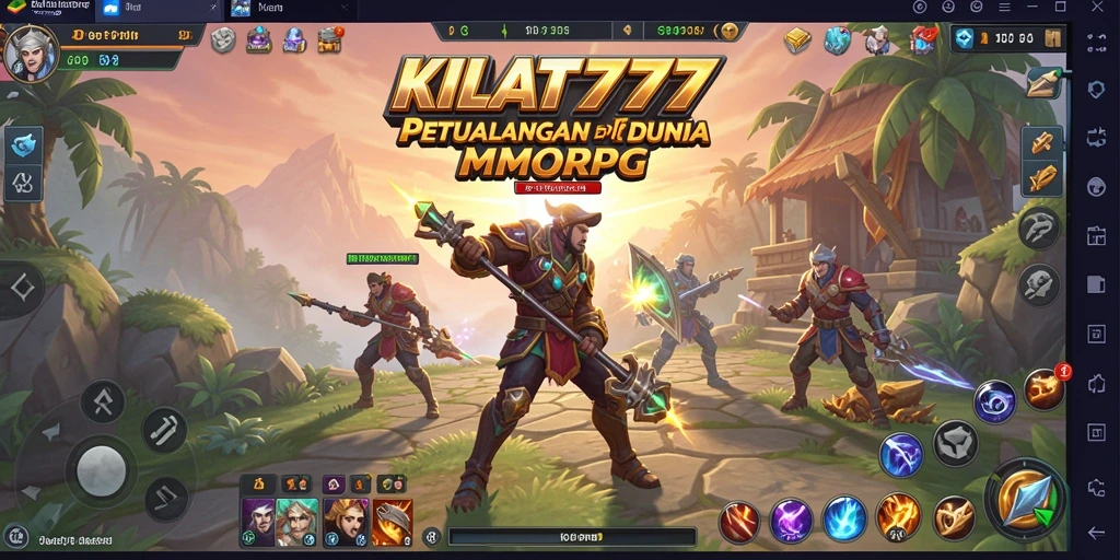 Screenshot gameplay KILAT777 menampilkan pertempuran yang epik dan dunia yang luas.
