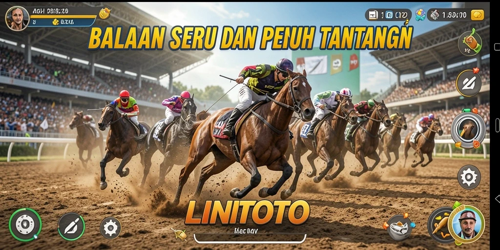 Tampilan gameplay seru dalam balapan LINITOTO.