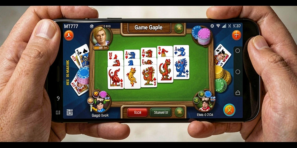 Screenshot utama gameplay Gaple MT777 yang seru dan menantang.