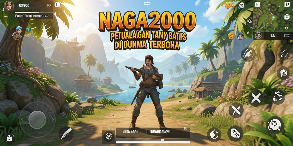 Screenshot NAGA2000 menunjukkan gambaran luas dunia yang dapat dijelajahi.