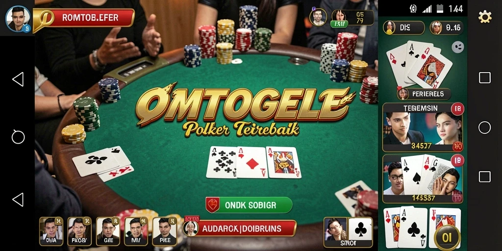 Tampilan gameplay Poker yang seru dan interaktif di OMTOGEL.