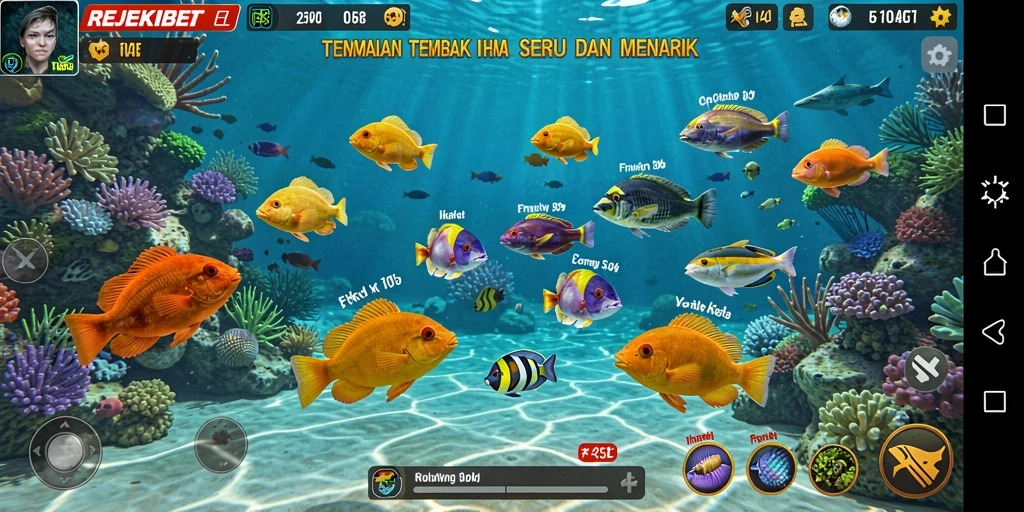 Tampilan gameplay menembak ikan yang seru dan mengasyikkan.