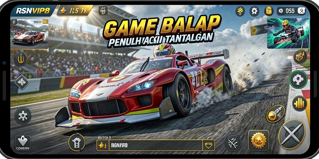 Gameplay RSNVIP8 yang seru dan menantang dalam balapan.