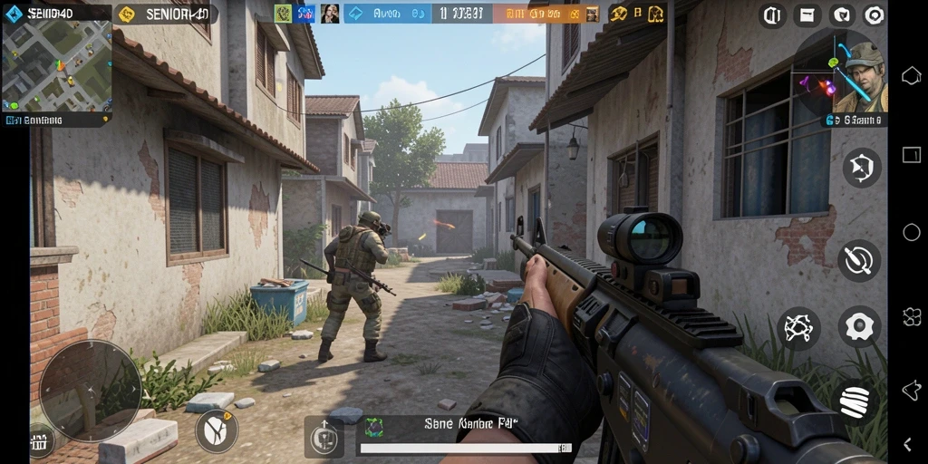 Screenshot gameplay SENIOR4D yang menunjukkan aksi pertempuran yang mendebarkan.